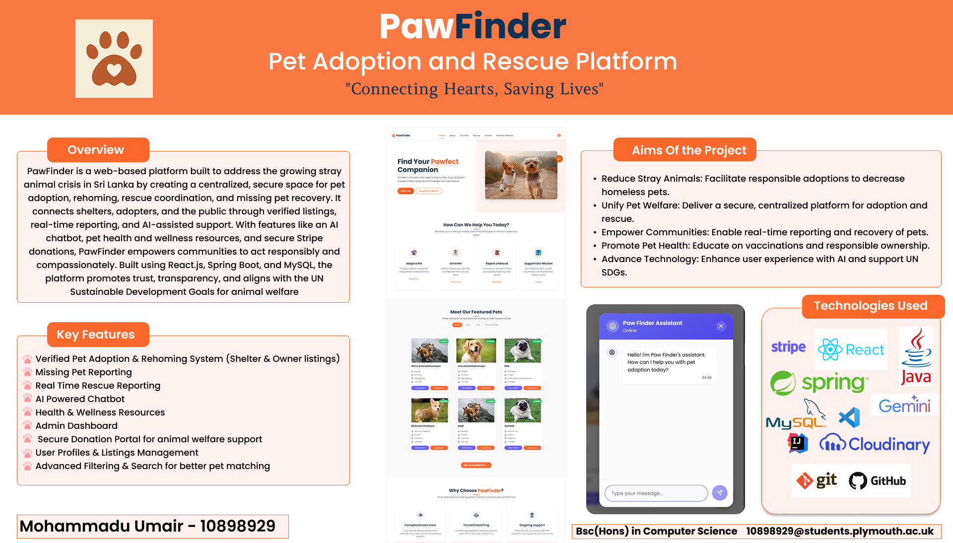 Project Paws Paw Finder — Pet Adoption & Rescue Platform | Umair | Mohammadh Umair